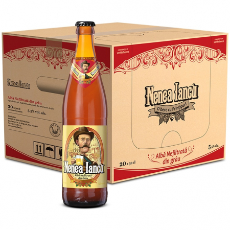 Beri - Bere alba nefiltrata Nenea Iancu sticla 20 x 0.5l