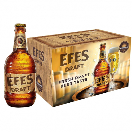Bauturi alcoolice - Bere blonda Efes Draft, 5% sticla 12 x 0.5l