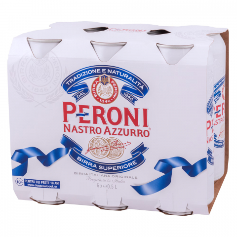 Beri - Bere blonda Peroni ,doza, 6 x 0.5 L