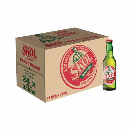 Beri - Bere Blonda Skol, Sticla, 24 x 0.33l
