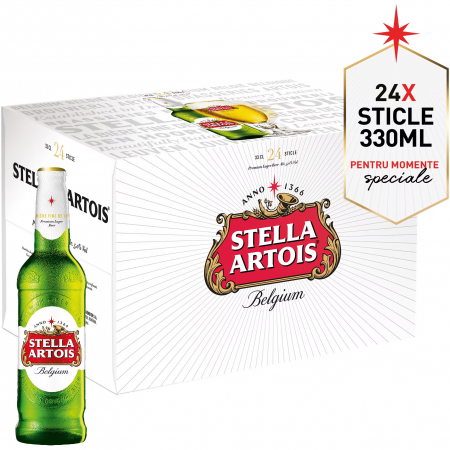 Beri - Bere Blonda superioara Stella Artois, Sticla, 24 x 0.33l