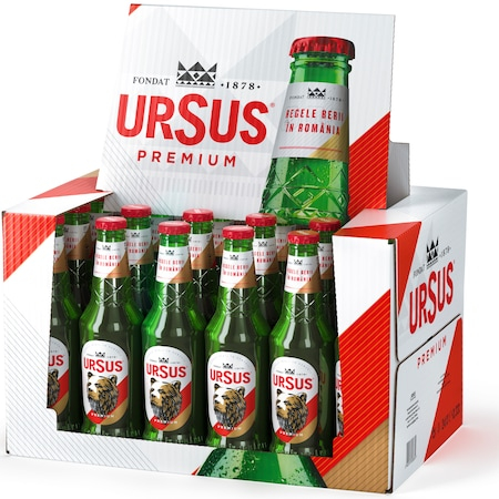 Beri - Bere blonda Ursus Premium, sticla, 24 x 0.33l