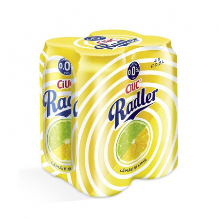 Bauturi - Bere Ciuc Radler cu arome de Lamaie si Lime, doza, 0% alcool, 4 x 0.5 l