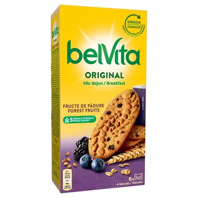 Dulciuri - Biscuiti cu cereale integrale si fructe de padure, BelVita Breakfast, 300 g-Vivomarket.ro