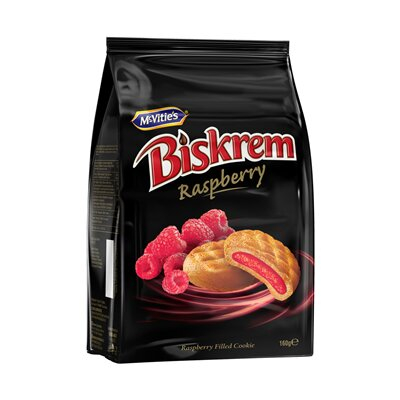 Dulciuri - Biscuiti cu Crema de Zmeura, Biskrem, 160 g