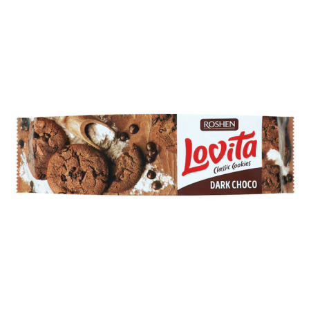 Dulciuri - Biscuiti Lovita Dark Choco, Roshen, 150 g