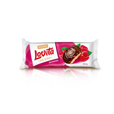Dulciuri - Biscuiti cu Jeleu de Zmeura, Lovita, Roshen, 135 g