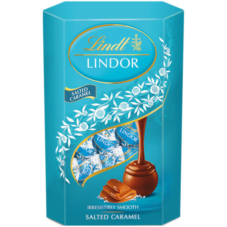 Bacanie - Bomboane Lindt Lindor cu crema de caramel sarat, praline premium, 200 g