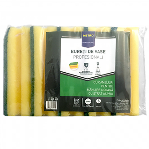 Accesorii maturi, mopuri & galeti - Bureti De Vase Profesionali, 10 bucati, Metro Professional