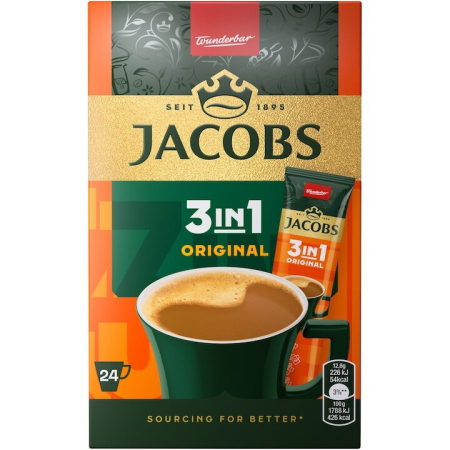 Cafea - Cafea solubila 3 in 1, Plicuri, Jacobs Original, 24 x 12,6 g