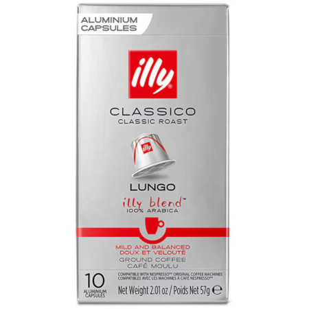 Cafea - Cafea capsule, Illy Espresso Lungo, compatibile Nespresso, 10 buc, 57 g