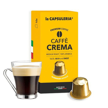 Cafea - Cafea Crema, 10 capsule de aluminiu compatibile Nespresso, La Capsuleria