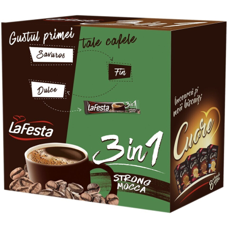 Cafea - Cafea instant 3 In1 La Festa Strong Mocca 24 plicuri x 15,6 g