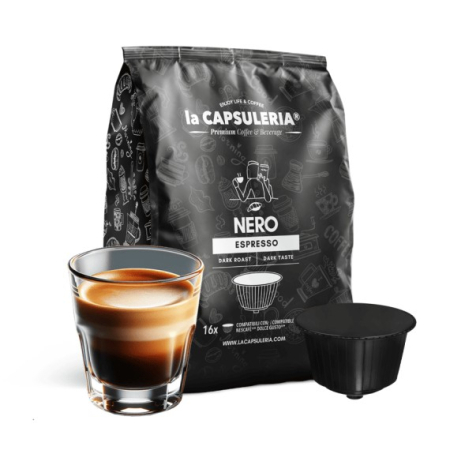 Cafea - Cafea Nero Espresso, 16 capsule compatibile Dolce Gusto, La Capsuleria