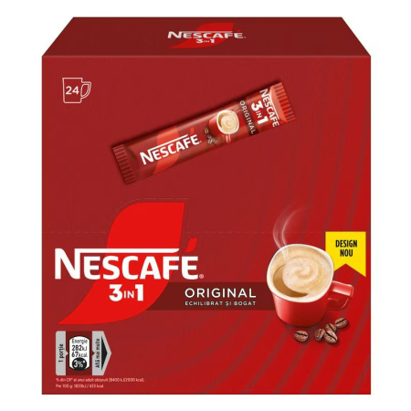 Cafea - Cafea solubila, Nescafe 3 in 1 Original, 24 plicuri x 15.5 g