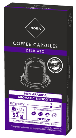 Bacanie - Capsule cafea Delicato, Compatibile Nespresso, Rioba, 10 capsule