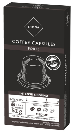 Bacanie - Capsule cafea Forte, Compatibile Nespresso, Rioba, 10 capsule