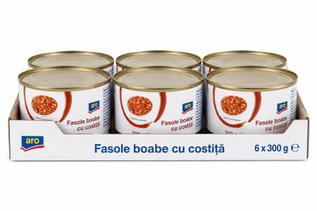 Conserve - Fasole Boabe cu Costita, Aro, 6 x 300 g-Vivomarket.ro