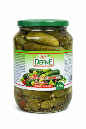 Conserve - Castraveti Cornison in Otet, 3-6 cm, Defne, 670 g