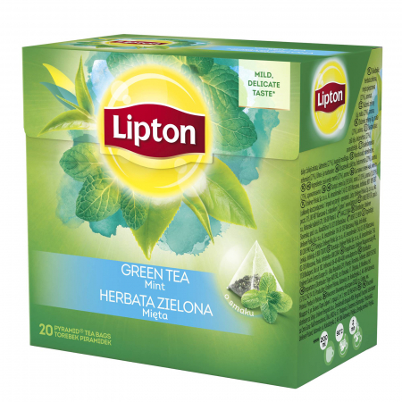 Produse Horeca - Ceai verde cu menta, piramide, Lipton, 20 x 1.2 g