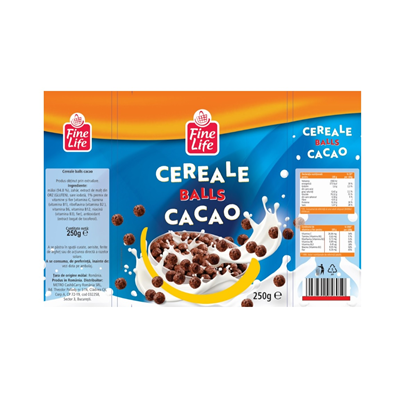 Bacanie - Cereale Balls Cacao, 250 g, Fine Life