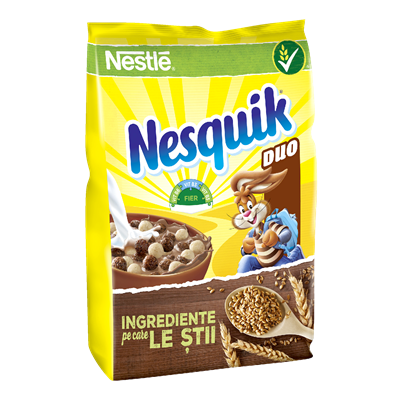 Bacanie - Cereale Integrale cu cacao, 225 gr, Nesquik Duo