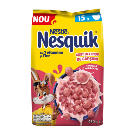 Cereale - Cereale pentru mic dejun cu aroma de capsuni, Nesquik, 450 g-Vivomarket.ro