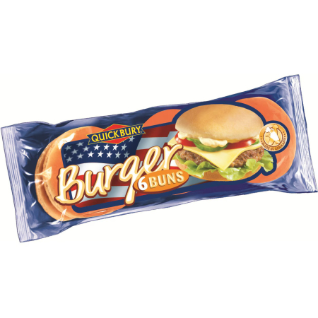 Noutati! - Chifla simpla pentru hamburger, Quickbury, 6 buc, 300 g-Vivomarket.ro