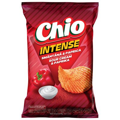 Chipsuri & Snacksuri - Chipsuri din Cartofi cu gust de Smantana & Paprika, Chio Intense, 120 g