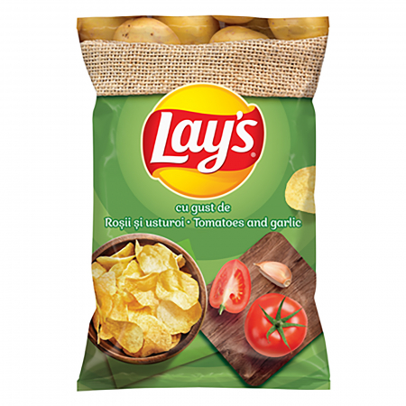 Bacanie - Chipsuri din Cartofi cu Gust de Rosii si Usturoi, 6 buc x 60 g, LAY'S