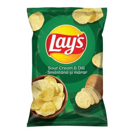 Chipsuri & Snaksuri - Chipsuri din Cartofi cu Smantana & Marar, Lay's, 125 g