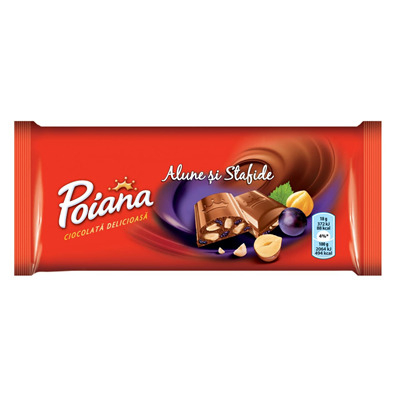 Dulciuri - Ciocolata cu Alune si Stafide, Poiana, 80 g
