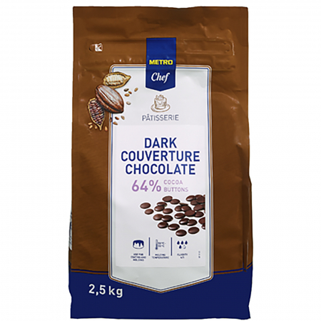 Dulciuri - Ciocolata de menaj discuri, 64% Cacao, 2.5 Kg, Metro Chef