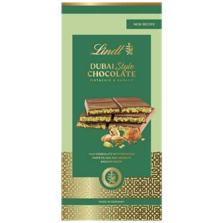 Bacanie - Ciocolata Lindt Dubai, cu fistic si Kadayif, 145 g