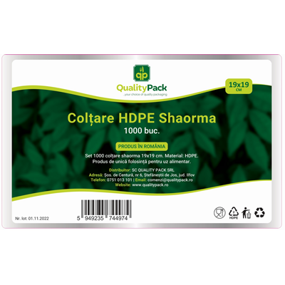 Curatenie & Intretinere - Coltare Shaorma HDPE, 19 x 19 cm, Quality Pack, 1000 bucati