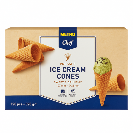 Produse alimentare/Bacanie - Cornete Inghetata, 320 g, 120 buc, 107 mm ⌀ 47 mm-Vivomarket.ro