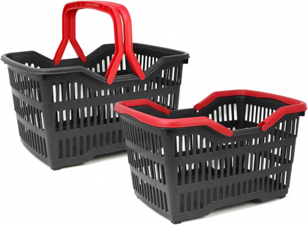 Cos de cumparaturi cu 2 manere, 31x25x23cm, Negru/Rosu [1]