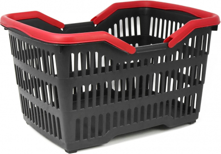 Cos de cumparaturi cu 2 manere, 31x25x23cm, Negru/Rosu [0]