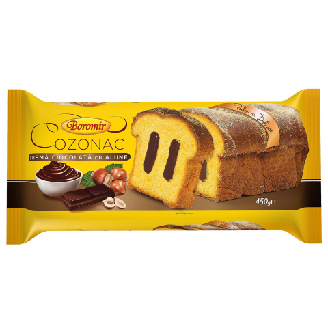 Dulciuri - Cozonac cu crema de ciocolata cu alune, Boromir, 450 g-Vivomarket.ro