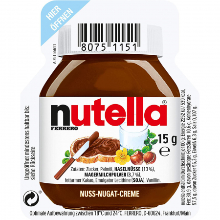 Crema tartinabila de alune de padure cu cacao Nutella, Monoportie, 6x15 g [1]