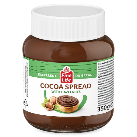 Gem, miere si alte creme tartinabile - Crema Tartinabila cu Cacao si Alune, Fine Life, 350 g-Vivomarket.ro