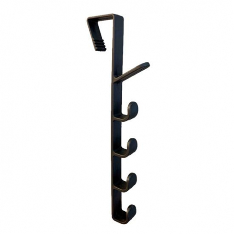 Umerase pentru haine si suporturi - Cuier Negru pentru usa cu 5 carlige, 28cm, plastic, Eurobatt