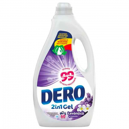 Produse Horeca - Detergent automat lichid, Dero, 2in1, Levantica si Iasomie, 60 spalari, 3L