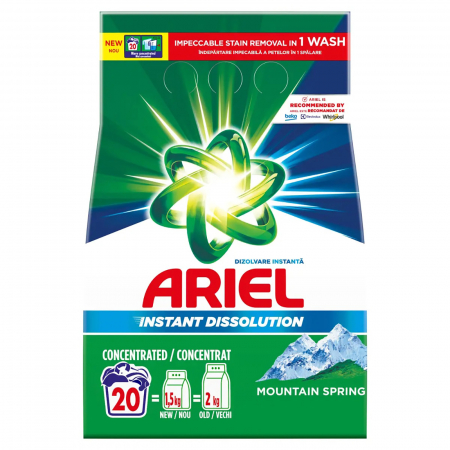 Spalare si intretinere rufe - Detergent de rufe automat Ariel Mountain Spring, 1,5 kg, 20 spalari