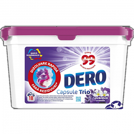 Spalare si intretinere rufe - Detergent de rufe capsule Dero 2in1 Levantica si Iasomie, 17 spalari