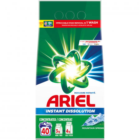 Detergent rufe - Detergent de rufe pudra Ariel Mountain Spring, 3 kg, 40 spalari