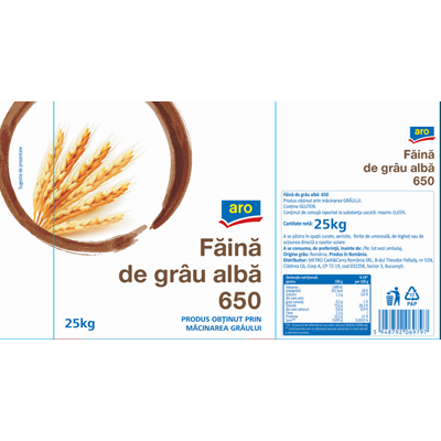 Alimente de baza - Faina alba 650, 25 Kg, Aro