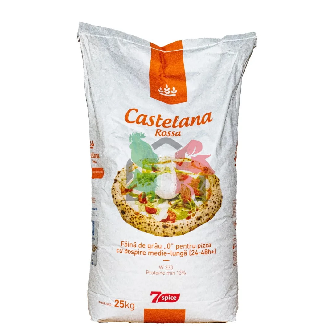 Bacanie - Faina de Grau pentru Pizza cu Dospire Medie Lunga,  25 Kg, Castelana ROSSA