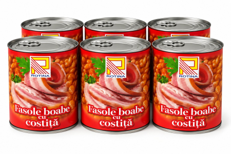 Conserve - Fasole cu Costita, Rotina, 6 x 800 g-Vivomarket.ro