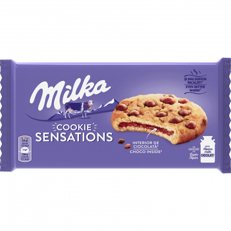 Bacanie - Fursecuri cu interior moale de ciocolata, Milka Cookies Sensation, 156 g